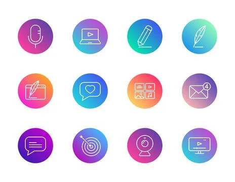 Digital media, communication, content. Illustrazione stock