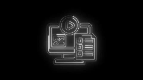 Digital media content creation interface computer screen with play button i.. Stock Footage 346122242