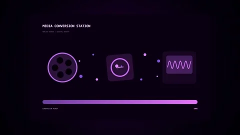 Digital media conversion station animation with progress bar Vídeo Stock 347013509