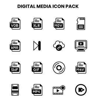 Digital Media DuoTone Bundle Icons Pack Illustrazione stock