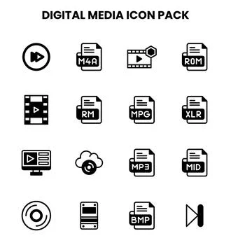 Digital Media DuoTone Bundle Icons Pack Stock Illustration