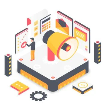 Digital media platform isometric vector illustration Stock Illustration