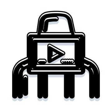 Digital media player icon with play button Illustrazione stock