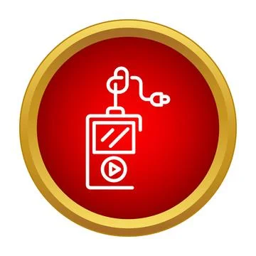 Digital media player icon with wired headphones Stock Illustration
