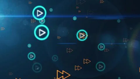 Digital media player interface with play buttons moving Foto stock