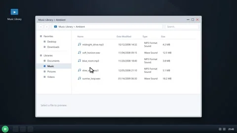Digital media player interface playing audio from a folder. 4K Stock-Footage 341694744