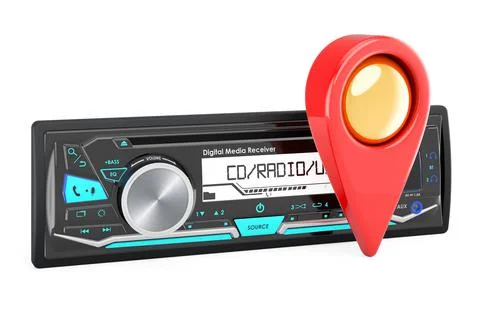 Digital media receiver with map pointer. 3D rendering Illustrazione stock