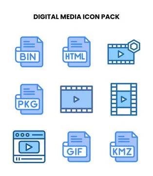 Digital Media Two Colour Scalable Icons Pack 스톡 일러스트