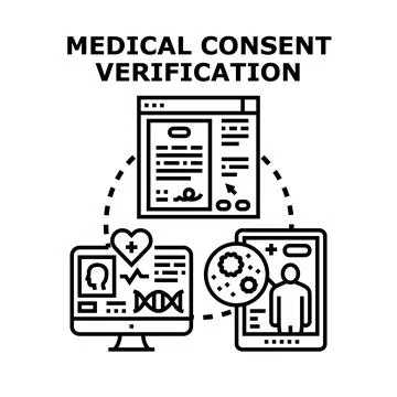 Digital medical consent verification process for healthcare data Stock Illustration