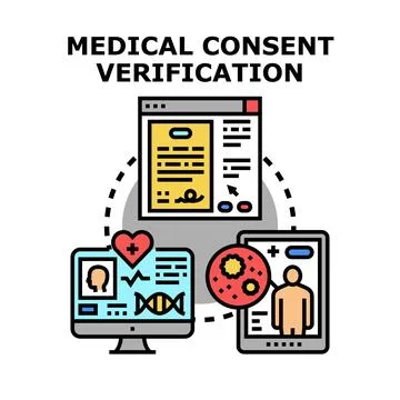 Digital medical consent verification process for healthcare data Stock Illustration