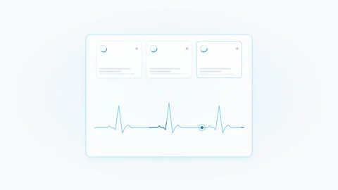 Digital medical dashboard interface showing heartbeat pulse wave. 4K Stock Footage 342114678