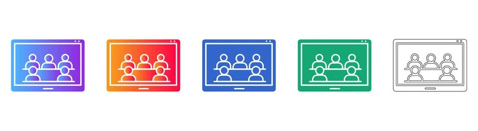 Digital Meeting Interface Icons Stockillustratie
