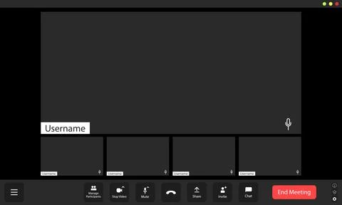 A digital meeting platform interface showcasing user interaction during a v.. 스톡 일러스트