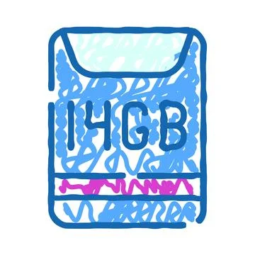 Digital memory card doodle with storage capacity Illustrazione stock