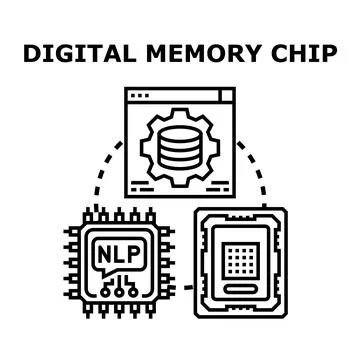 Digital memory chip concept processing data information 스톡 일러스트
