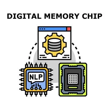Digital memory chip concept processing data information 스톡 일러스트