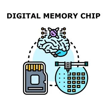 Digital memory chip technology creating artificial intelligence 스톡 일러스트