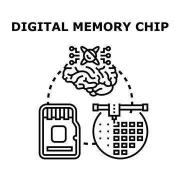 Digital memory chip technology creating artificial intelligence Stock Illustration