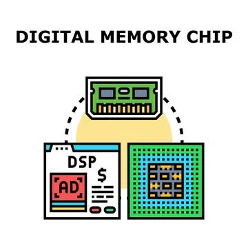 Digital memory chip technology hardware components connection Stock-Illustration