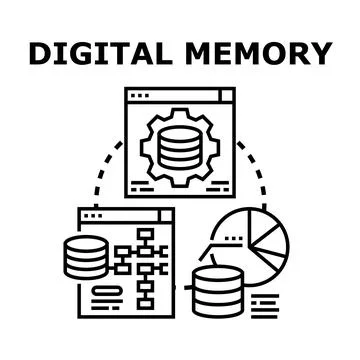 Digital memory concept for data storage and analysis Stock Illustration