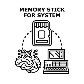 Digital memory hardware and artificial intelligence system concept Stock Illustration