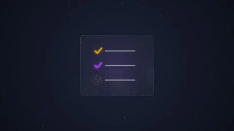 Digital Menu Interface with Glowing Icons and Data Points on Dark Abstract .. Stock Footage 348423741
