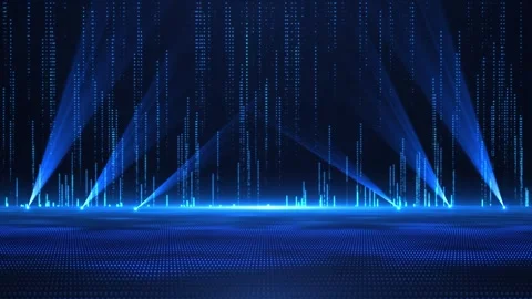 Digital mesh of particles emit light and flow of data points, big data Stock Footage 277848702