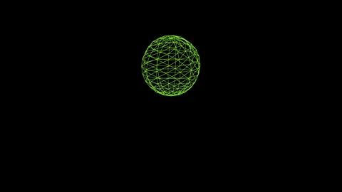 Digital Mesh Planet Black Background. Sci-Fi Green HUD Sphere Overlay Stock Footage 340520440