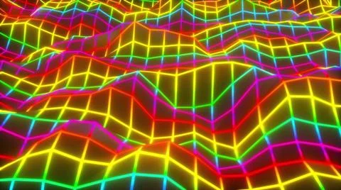 Digital mesh waves abstract background. Twisting geometric 3d render curve... Stock Photos
