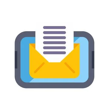 Digital message notification icon with envelope and document Stock Illustration