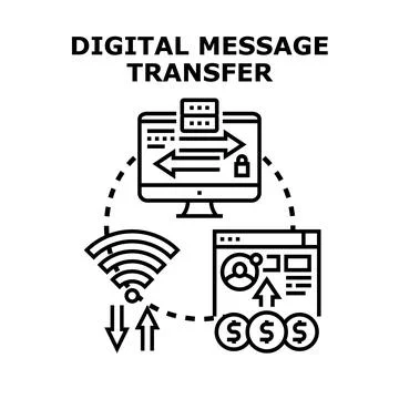 Digital message transfer network sending and receiving Stock Illustration
