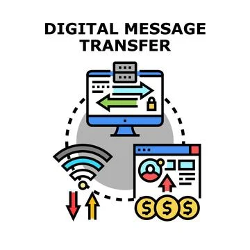 Digital message transfer network sending and receiving Stock Illustration