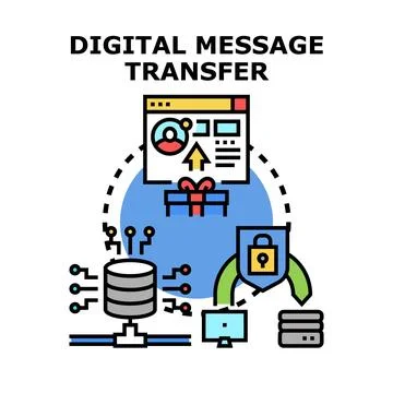 Digital message transferring secure data online communication Stock Illustration
