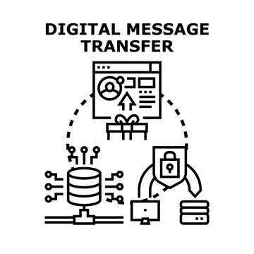 Digital message transferring secure data online communication Stock Illustration