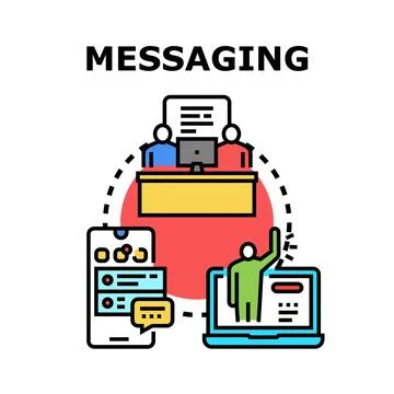 Digital messaging communication network connecting online users Stock Illustration
