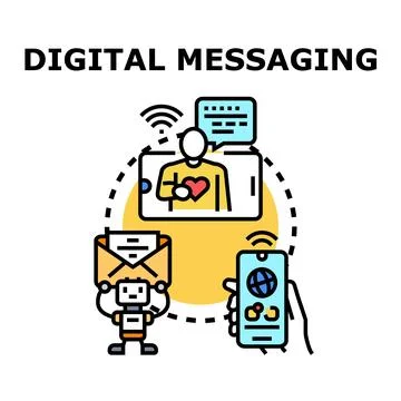 Digital messaging connecting people and artificial intelligence Stock Illustration