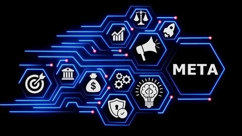 Digital metadata management concept for modern corporate systems. Illustrazione stock