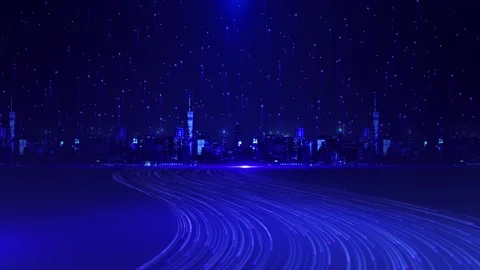 Digital metaverse artificial intelligence technology cyberspace city Smart city Stock Footage 341888086