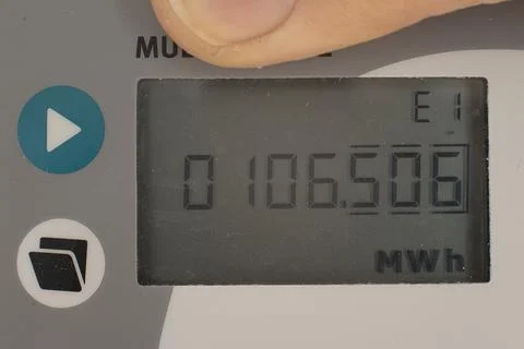 The digital meter of the district heating system showing the cost of heating, Stock Photos