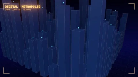 Digital metropolis tower canyon skyline 스톡 동영상 339993357