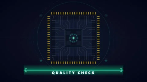 Digital microchip check scan with hud interface and circuitry data animatio.. Stock Footage 344852058