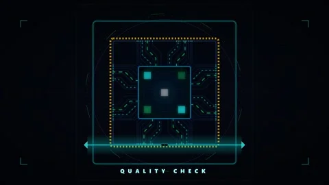 Digital microchip check scanner hud interface with glowing circuitry data a.. Stock Footage 344852017