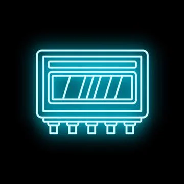 Digital microchip glowing neon light line icon Stock Illustration