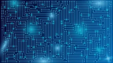Digital microcircuit on a blue background Stock Illustration