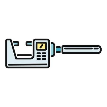 Digital micrometer accurately measuring length precision quality control Stock Illustration