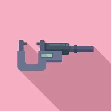 Digital micrometer caliper icon flat vector. Machining tool Stock Illustration