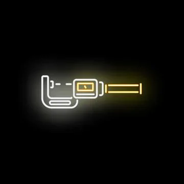 Digital micrometer creating precise engineering measurements neon イラスト素材
