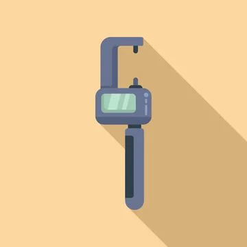 Digital micrometer device icon flat vector. Laboratory tool Stock Illustration