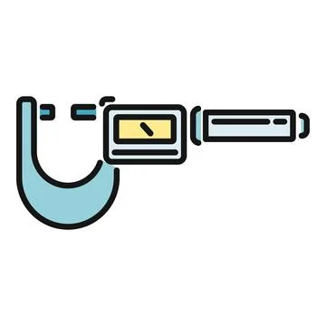 Digital micrometer device measuring precise object dimensions Stock Illustration