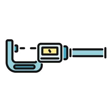 Digital micrometer device measuring precision engineering instrument Stock Illustration